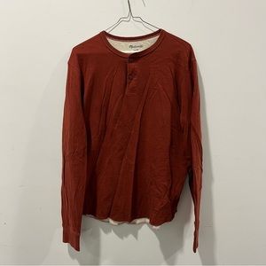 Madewell Doubledown Henley Tee in Burnt Red